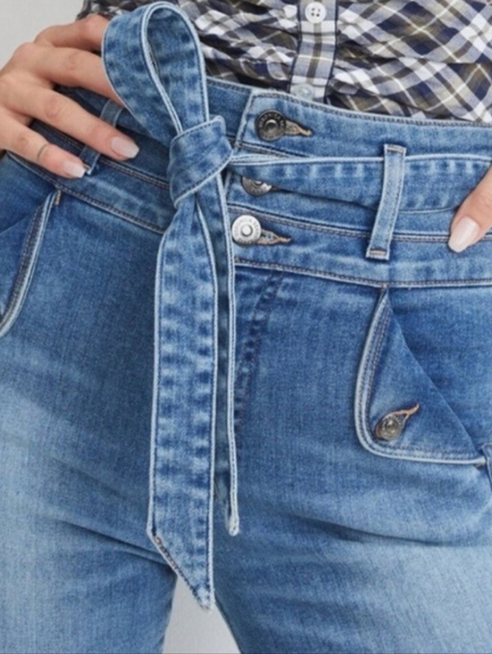 NWT VERONICA BEARD Giselle Flare Extra High Rise Belted Jeans Mystic Blue 28 New - Picture 2 of 14